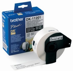 Nhãn Brother DK11201, Black on White, khổ rộng 29mm x 90m, 400 nhãn